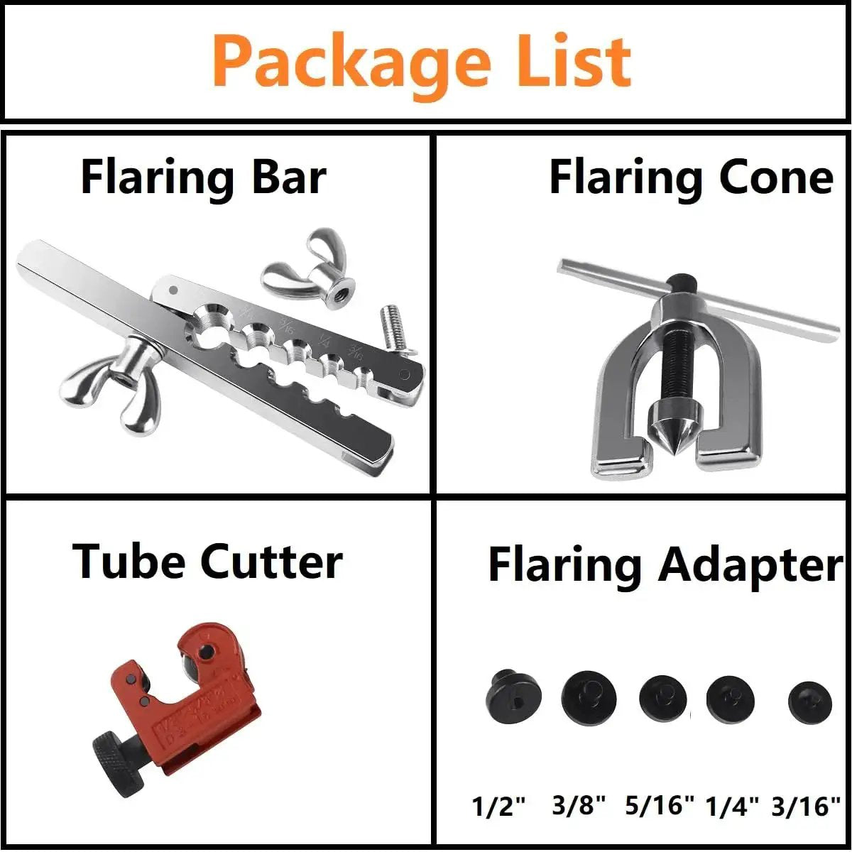 Brake Line Flare Kit For Copper And Aluminum Tubing Dual 3/16 To 1/2 Inch set components including tools and adapters