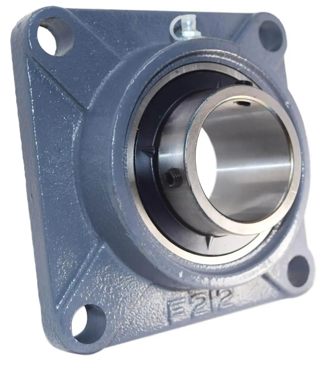 2-3/8 Inch Four Bolt Flange Bearing With Two Set Screws UCF212-38 F4B-SC-206 Cast Iron Housing Grease Zerk For Re-Lubrication