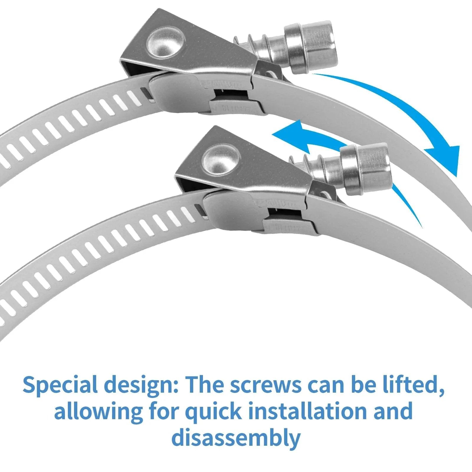 5 Pack Heavy Duty Quick Release Hose Clamps Stainless Steel From One To Four And One Half Inches Adjustable Range Large Worm Gear Clamps For Garden Fuel Line Pool Automotive Mechanical And Home Use
