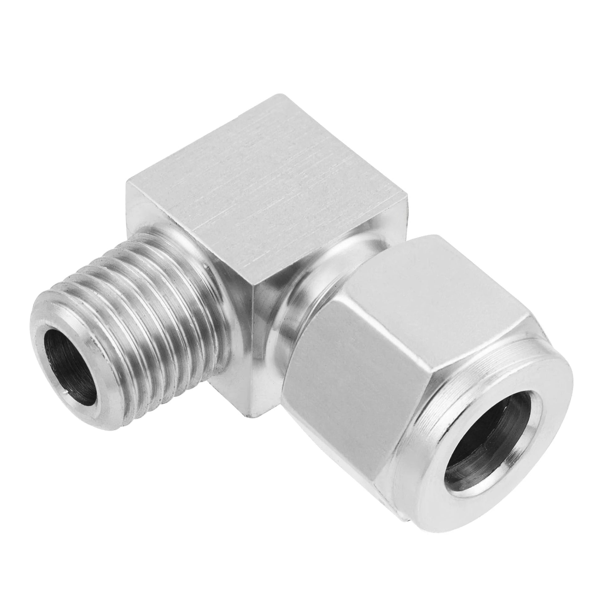 Stainless Steel 304 Compression Tube Fitting 90 Degree Male Elbow With Double Ferrules For Three Eighths Inch Tube To Three Eighths Inch NPT Male Pack Of 2
