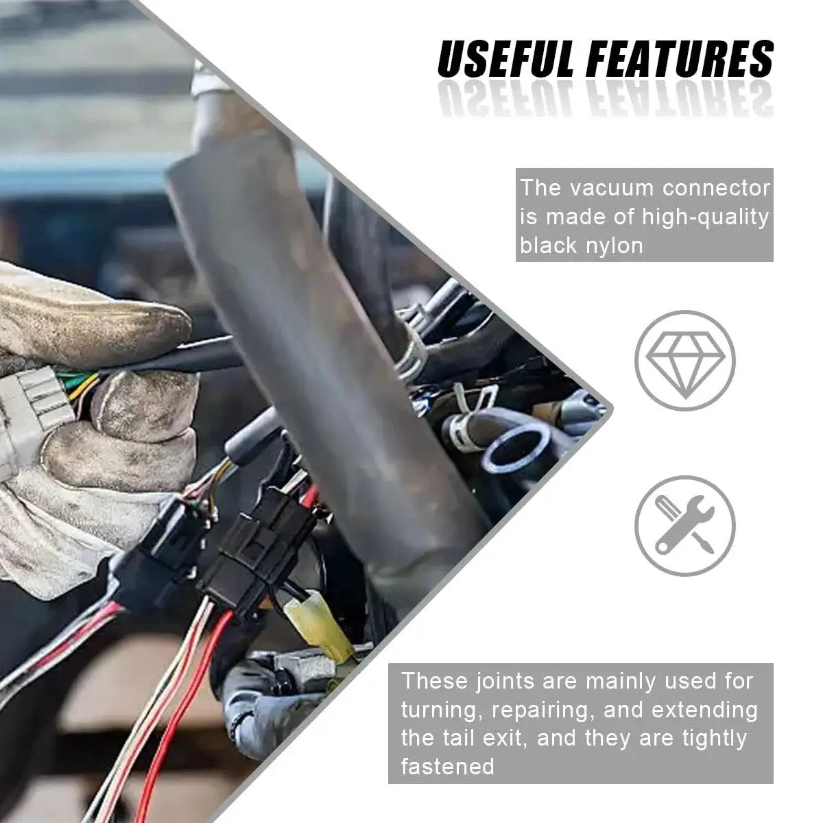 Mechanic using Pro Grade Vacuum Line Connector Kit With 12 Sizes Heat Resistant Nylon Barbed Fittings for automotive repair