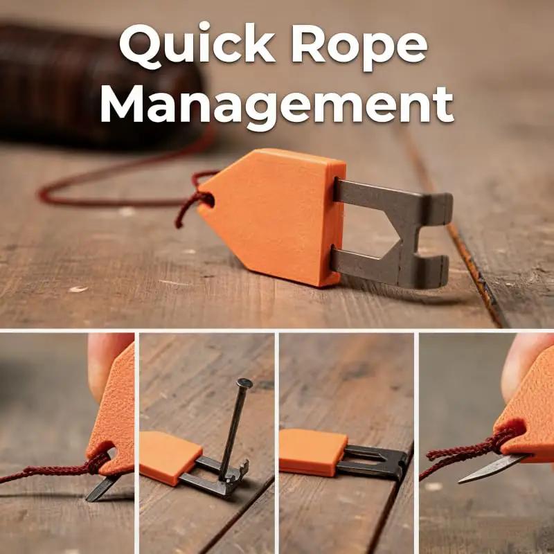 Rope Anchor Hook One-Handed Steel Pin Rope Fixer for Carpentry and Construction, orange tool with steel pin for quick securing