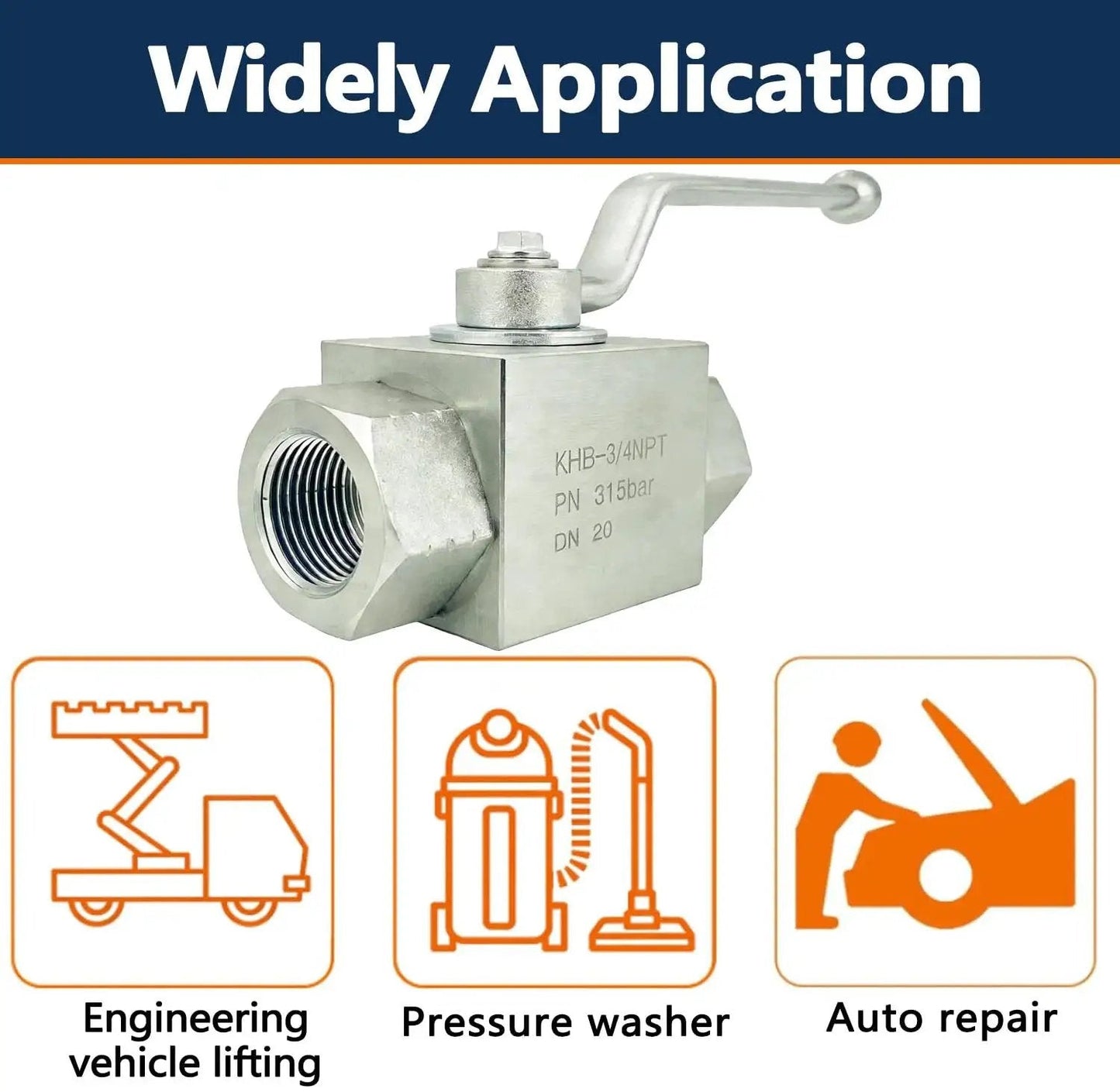 High Pressure Three Quarter Inch Hydraulic Ball Valve With 4568 PSI Shut Off Two Way NPT Connection Carbon Steel Zinc Plated