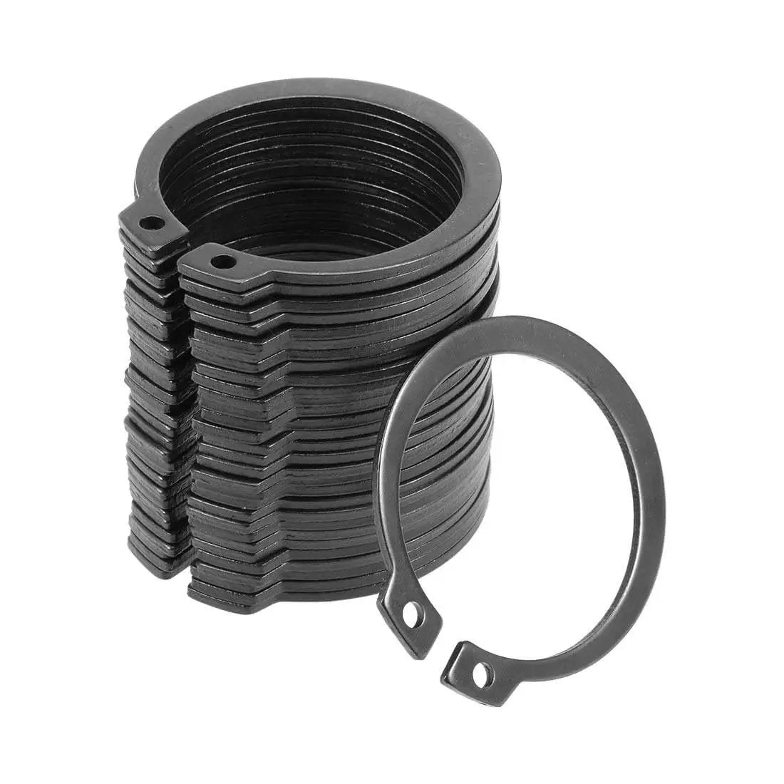 External Circlip Retaining Ring Set for Shafts, 40mm Outer Diameter, 33.2mm Inner, 1.5mm Thick, 2.8mm Hole, 3mm Opening, 65Mn Steel, 30 Pack