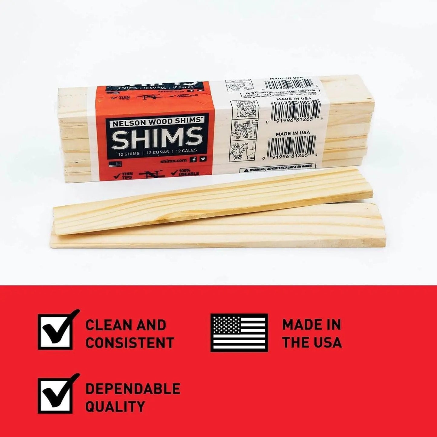 Must Have 8 Inch Wood Shims For DIYers Leveling Doors Cabinets Appliances Floors And More 12 Shims Total Kiln Dried Natural Wood Nelson Brand Trusted By DIYers For Quick Fixes And Perfect Alignment