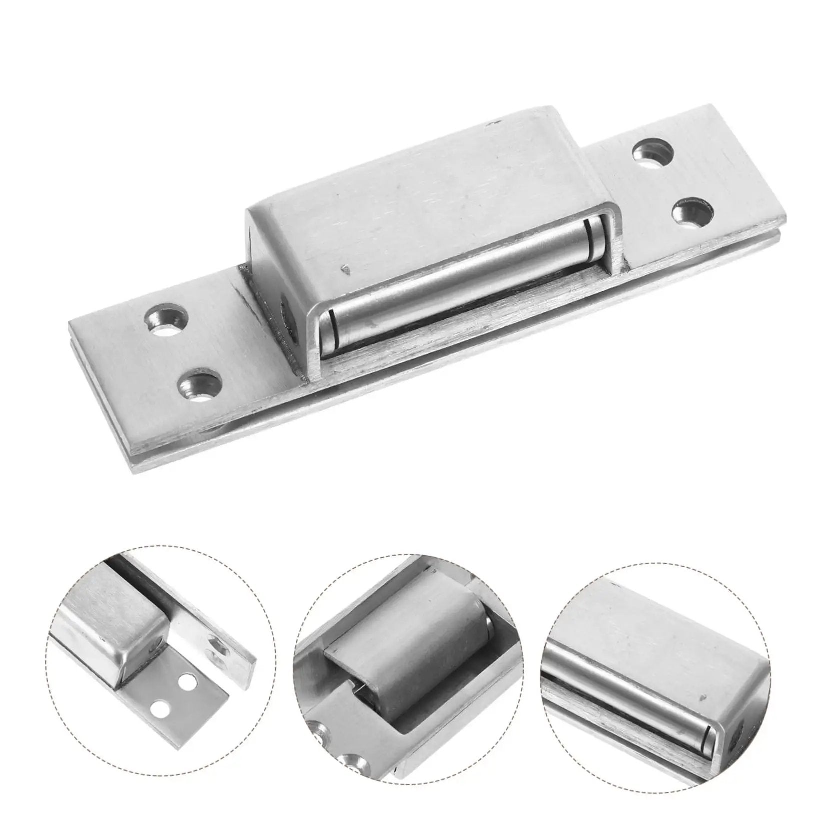 Sturdy Invisible Hinge For Secret Door And Hidden Cabinet Heavy Duty Metal Barn Door Hinge For Residential And Commercial Use Replacement Hinges High Load Bearing Yardenfun, silver metal close-up, featuring mounting holes.