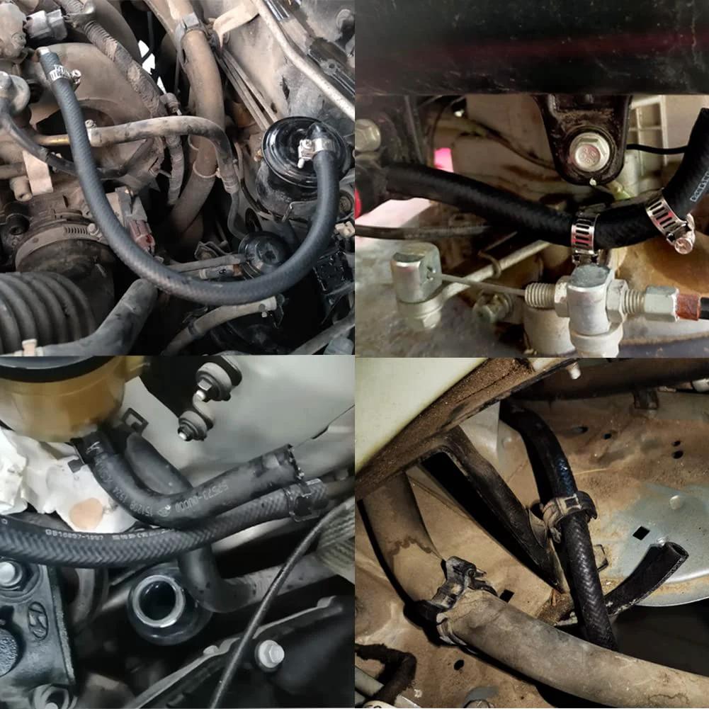 Five Eighths Transmission Hose For Fuel And Oil Systems High Pressure Injection And Cooler Line With Ten Clamps installed
