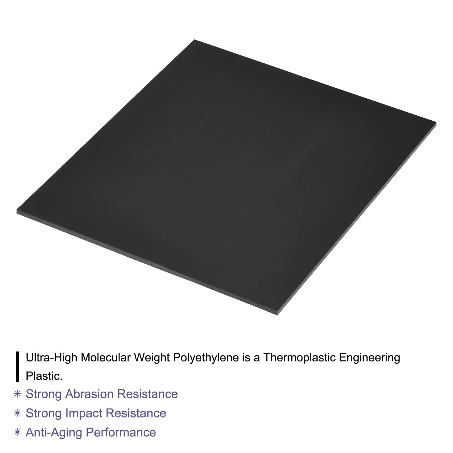 UHMW Sheet Ultra High Molecular Weight Polyethylene Board 6.1 Inch Square 0.08 Inch Thick Black displayed on a flat surface.