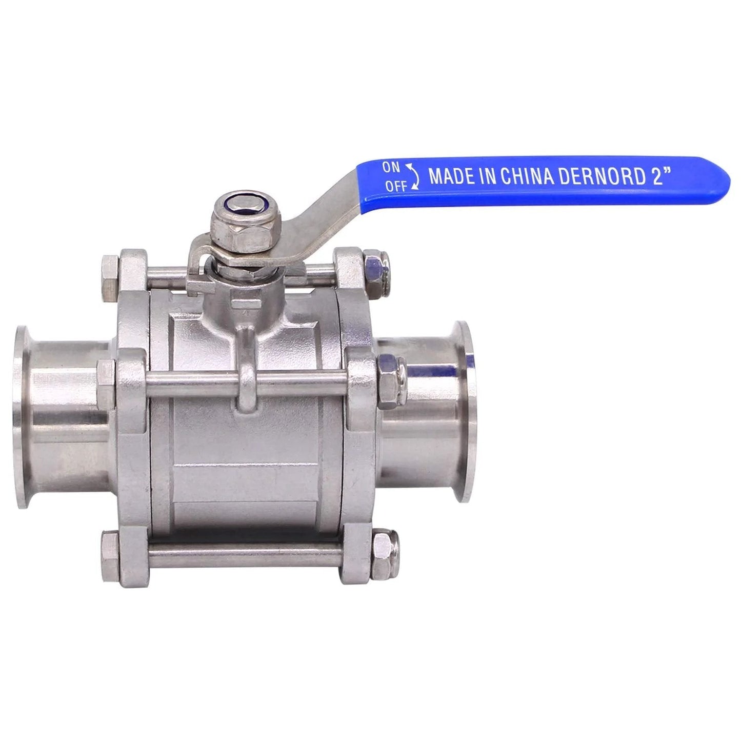 Sanitary Ball Valve 2 Inch Tube OD Quick Clamp Tri Clamp Fitting Stainless Steel 304 PTFE Lined Two Way and Three Piece
