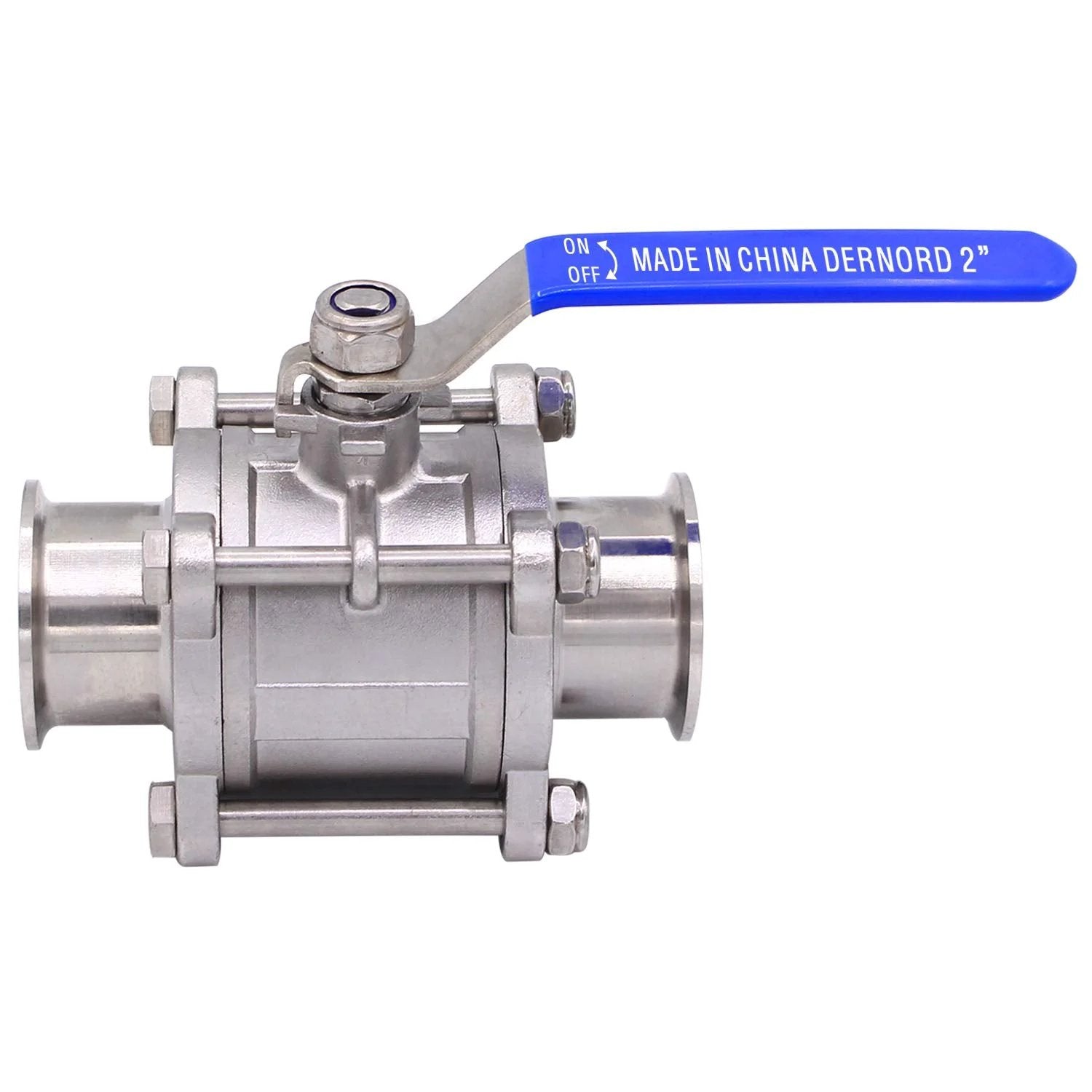 Sanitary Ball Valve 2 Inch Tube OD Quick Clamp Tri Clamp Fitting Stainless Steel 304 PTFE Lined Two Way and Three Piece