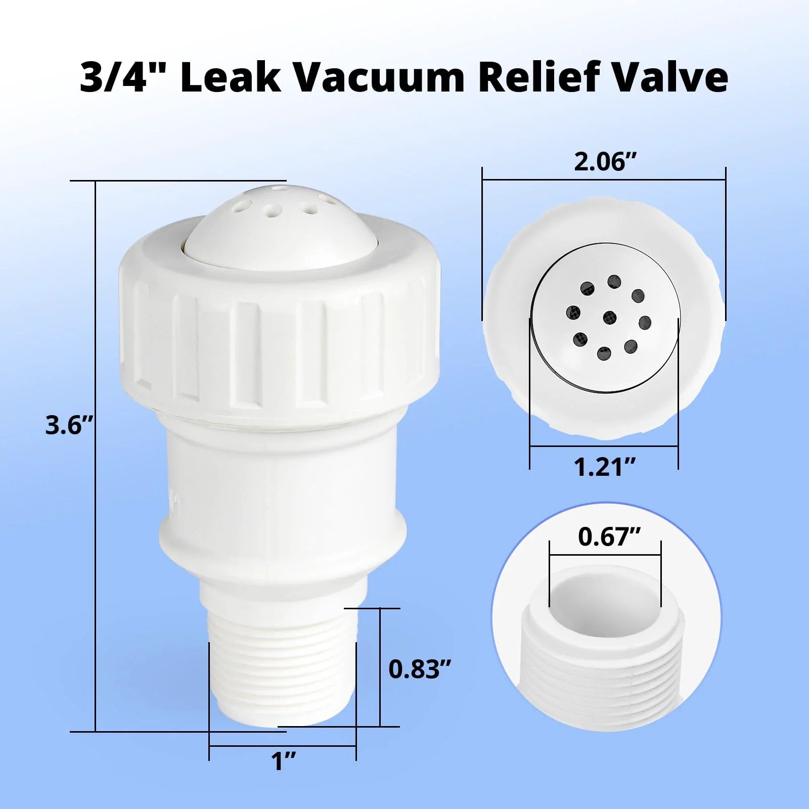 Three Quarter Inch PVC Vacuum Relief Valve For Pool Solar Panels Plug And Play Replacement Part Compatible With Heliocol And Sunstar Heating Systems White Easy Install Low Maintenance
