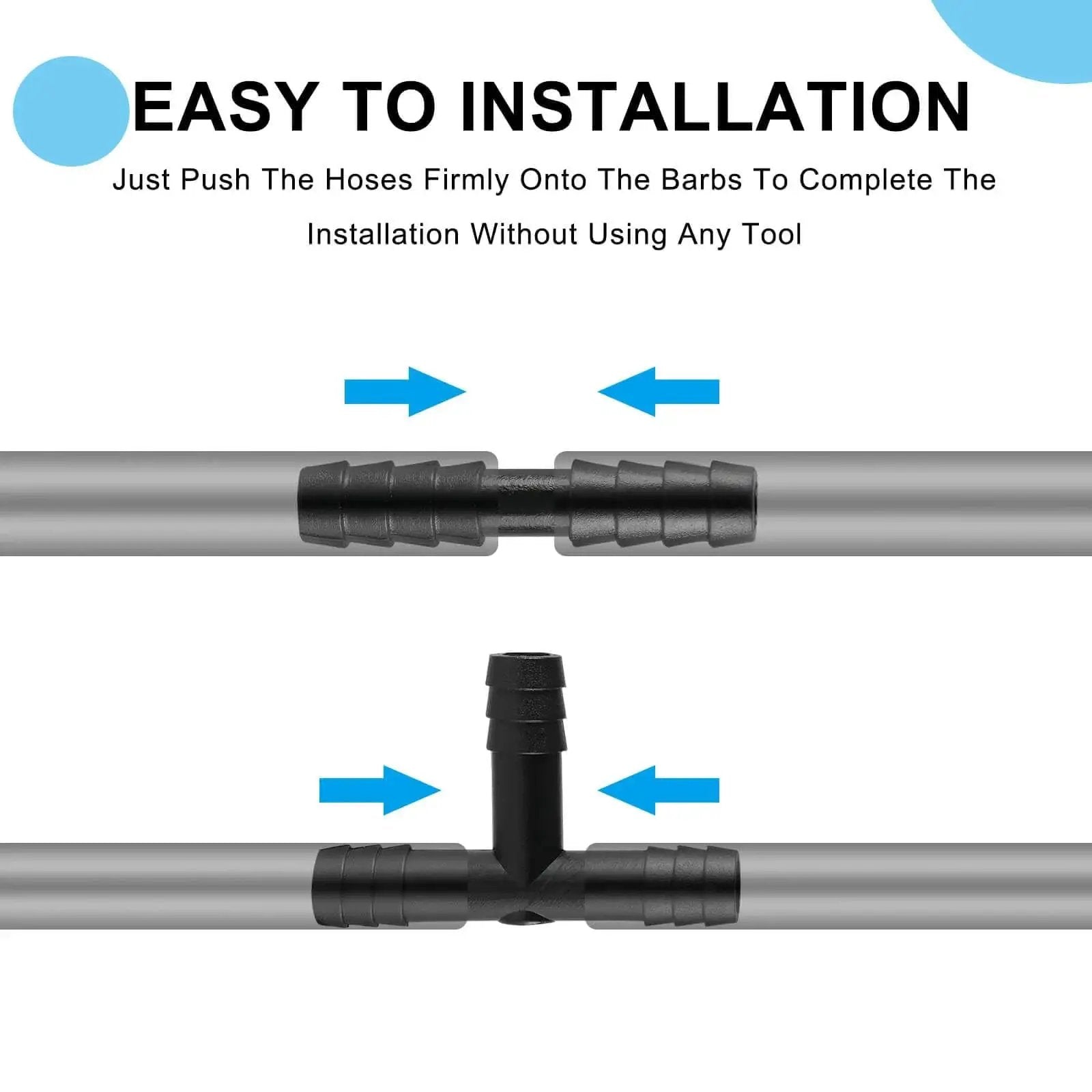 105 Piece Automotive Vacuum Connector Kit With 12 Sizes From 1 8 Inch To 3 8 Inch Nylon Vacuum Tubing Connectors Including Tee And Straight Adapters, Durable Heat Resistant To 460 Fahrenheit, Corrosion Resistant, With Storage Case For Easy Organization visual guide with installation instructions.