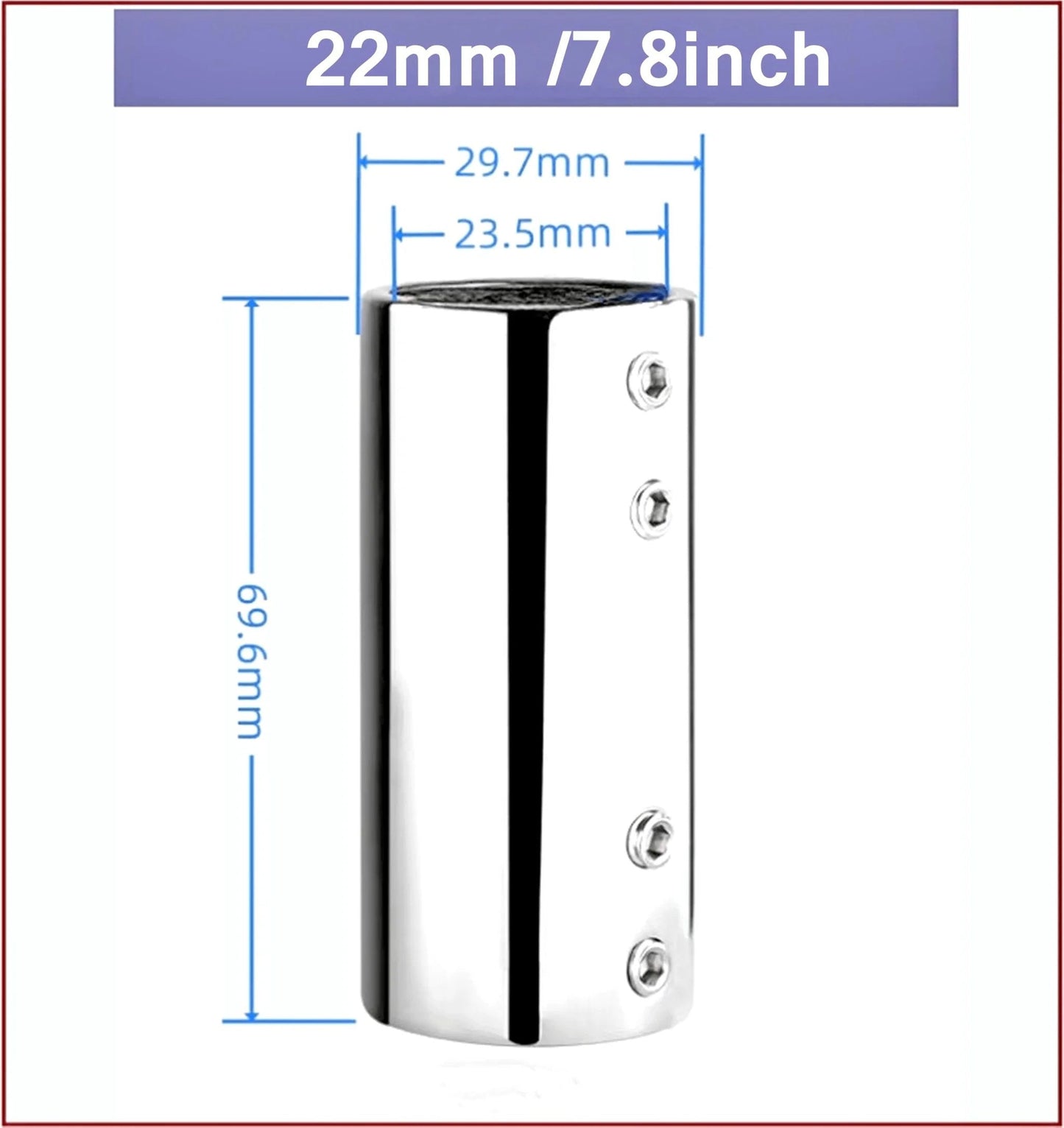 316 Stainless Steel Marine Straight Pipe Fittings 2 Pack For 25mm And 1 Inch OD Tubes Durable Boat Hardware Couplers Easy Install Rust Resistant Cast Tube Connectors side view