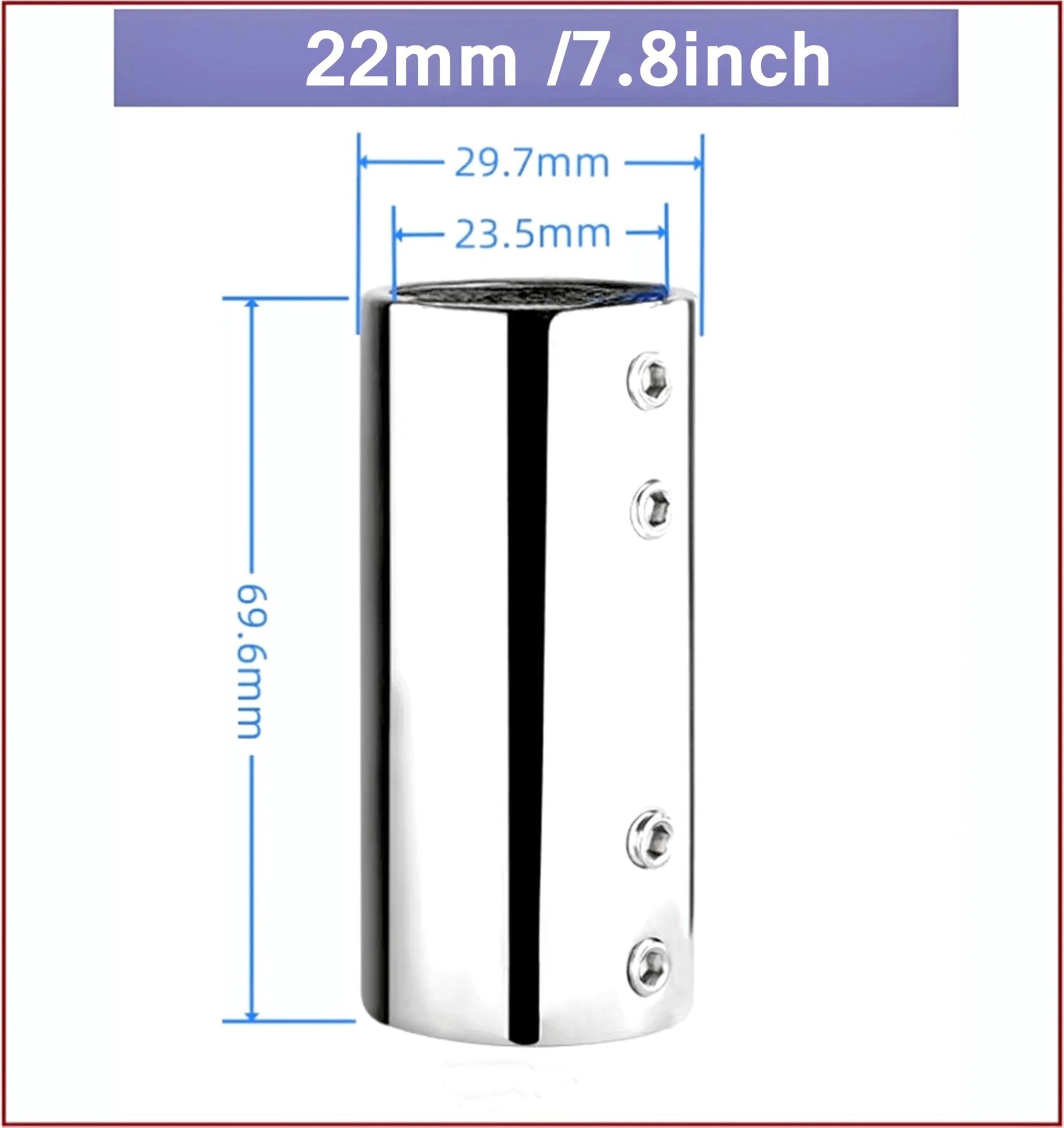 316 Stainless Steel Marine Straight Pipe Fittings 2 Pack For 25mm And 1 Inch OD Tubes Durable Boat Hardware Couplers Easy Install Rust Resistant Cast Tube Connectors side view