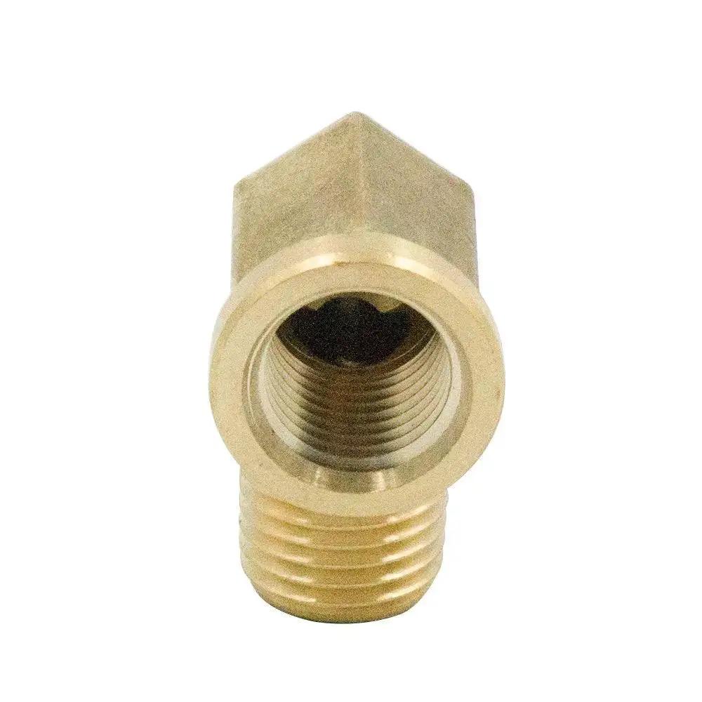Close-up of One Eighth Inch Brass Street 90 Degree Elbow NPT Male To NPT Female Forged Pipe Fitting for home plumbing DIYs.