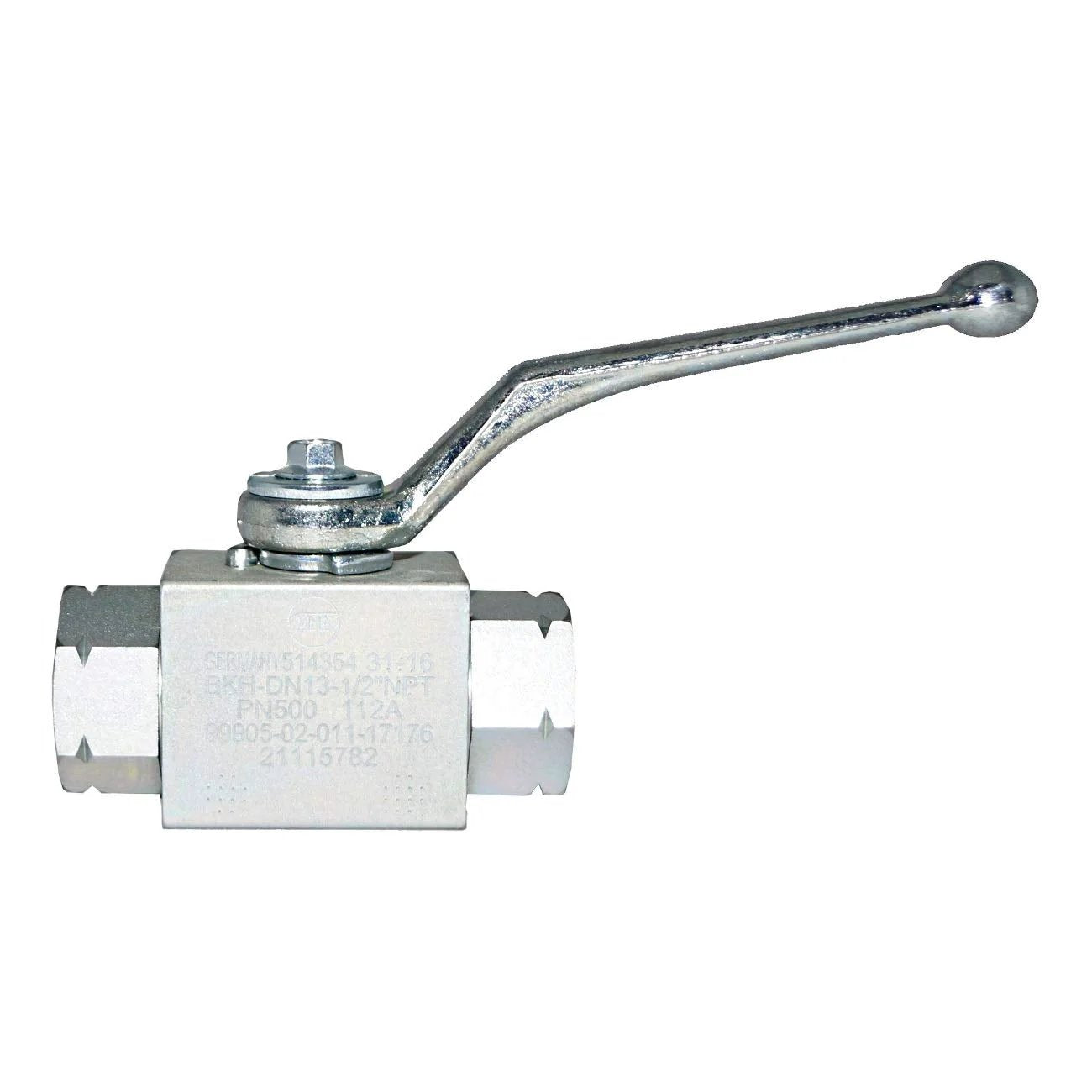 Side view of German Made Stainless Steel 316 High Pressure Ball Valve 3/4 Inch NPT Female Threads Up To 6000 PSI 420 Bar BKH