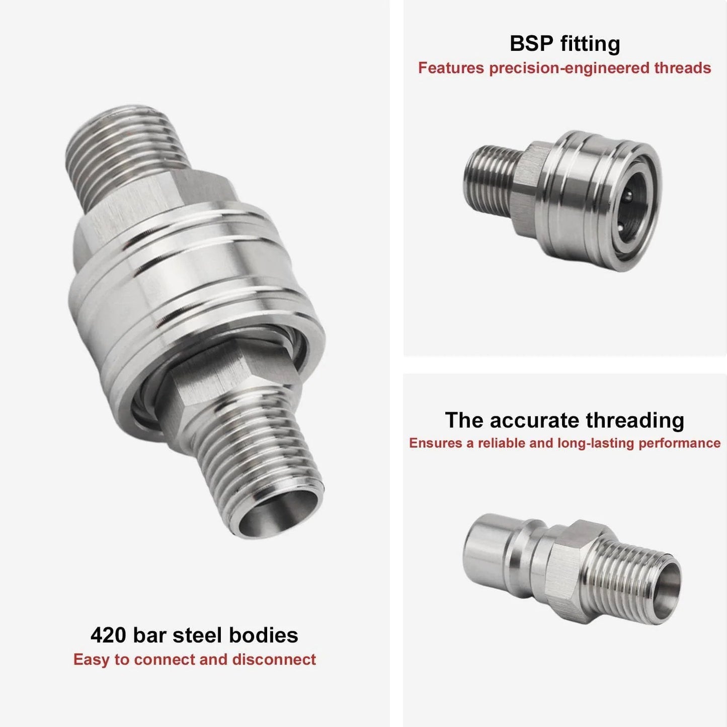 M16 To M14 Dual Channel Hydraulic Quick Connect Adapter Kit For Mini Excavators with BSP fitting and 420 bar steel body