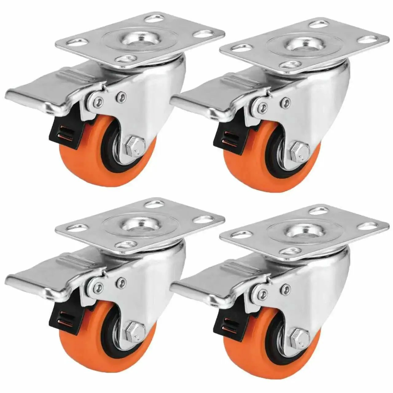 Two Inch Caster Wheels Set Of Four With Locking Swivel Casters Heavy Duty Load Capacity Up To 600 Lbs For Carts Furniture Equipment