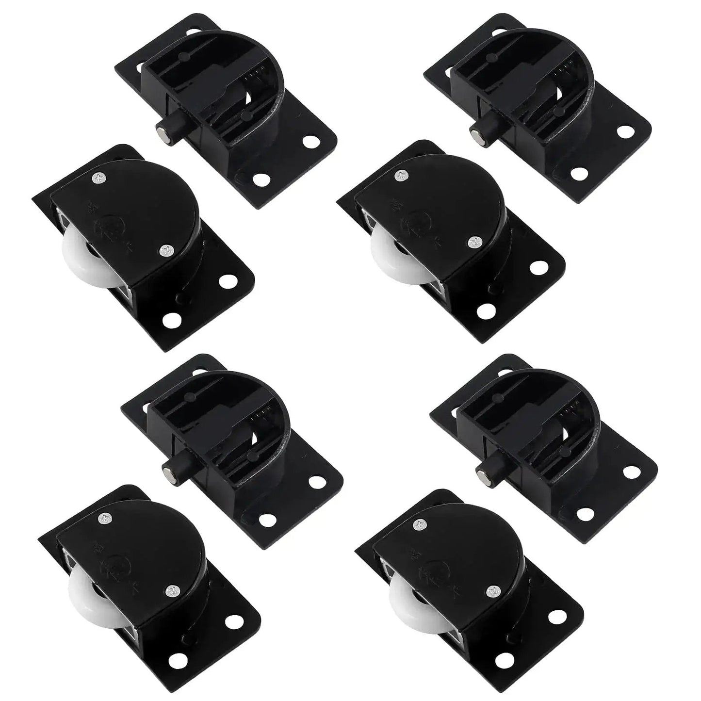 4 Pairs Sliding Door Pulleys Set Plastic Rollers For Cabinet Barn Door Wardrobe Closet Black With Nylon Silent Sliding