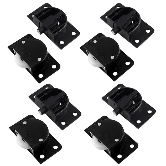 4 Pairs Sliding Door Pulleys Set Plastic Rollers For Cabinet Barn Door Wardrobe Closet Black With Nylon Silent Sliding