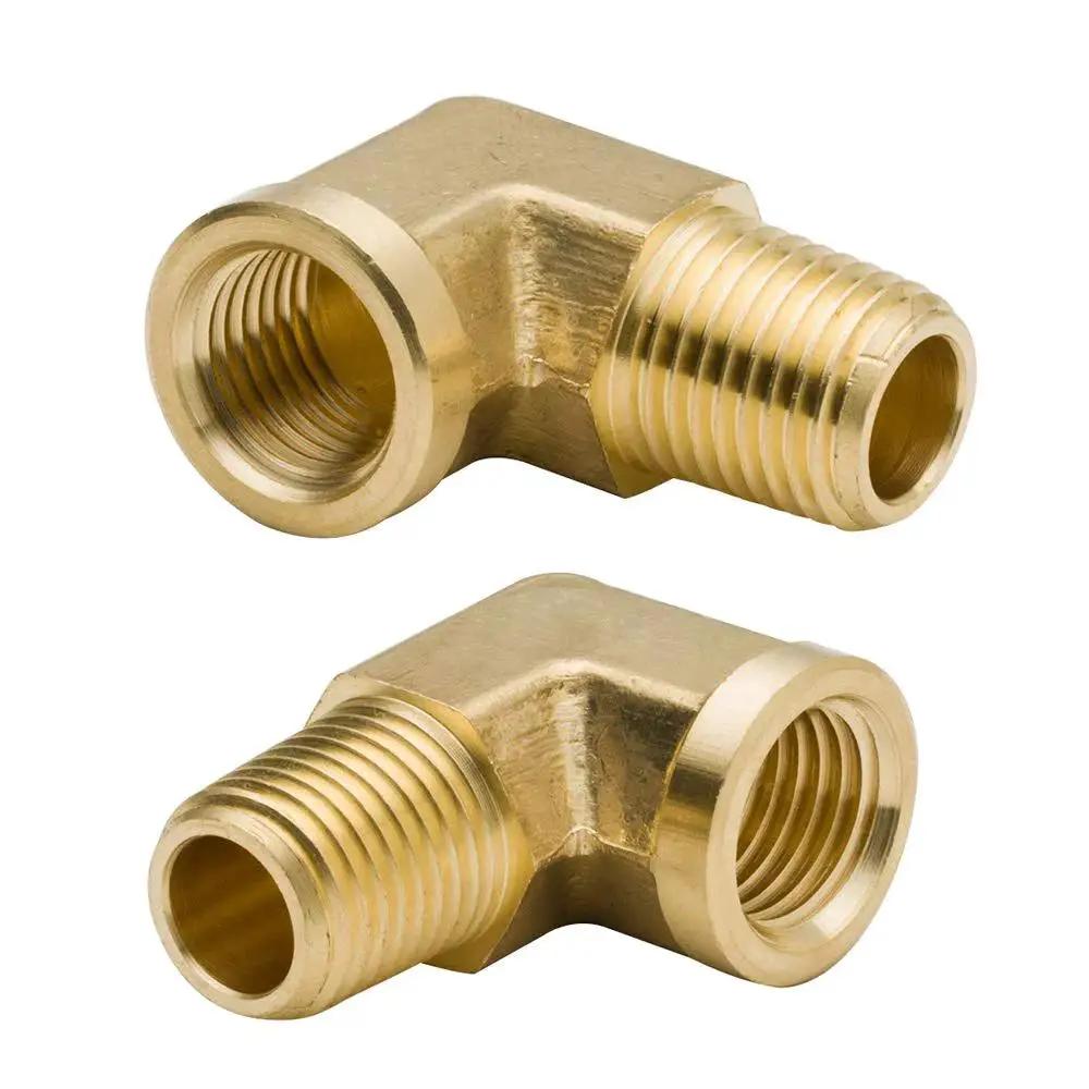 Pack of two One Eighth Inch Brass Street 90 Degree Elbow NPT Male To NPT Female Forged Pipe Fitting for plumbing DIYs and pneumatic systems