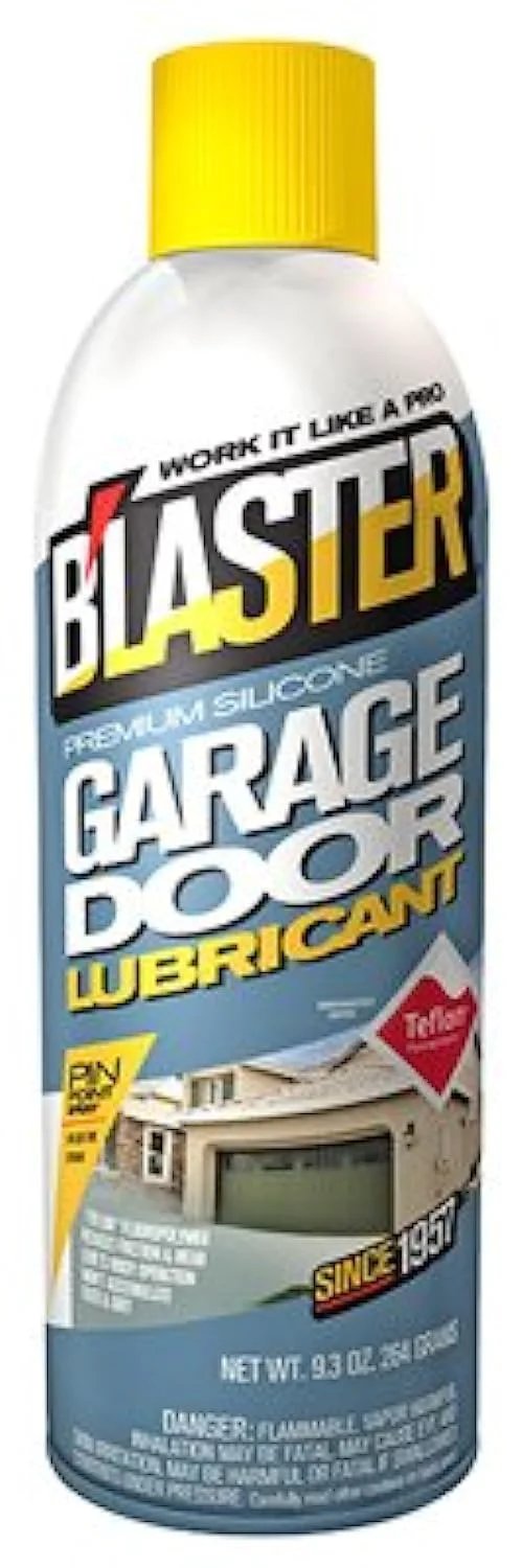 Front view of Blaster Chemical Company's Garage Door Lube With Silicone And Extreme Pressure Additive, 9.3 oz spray can.