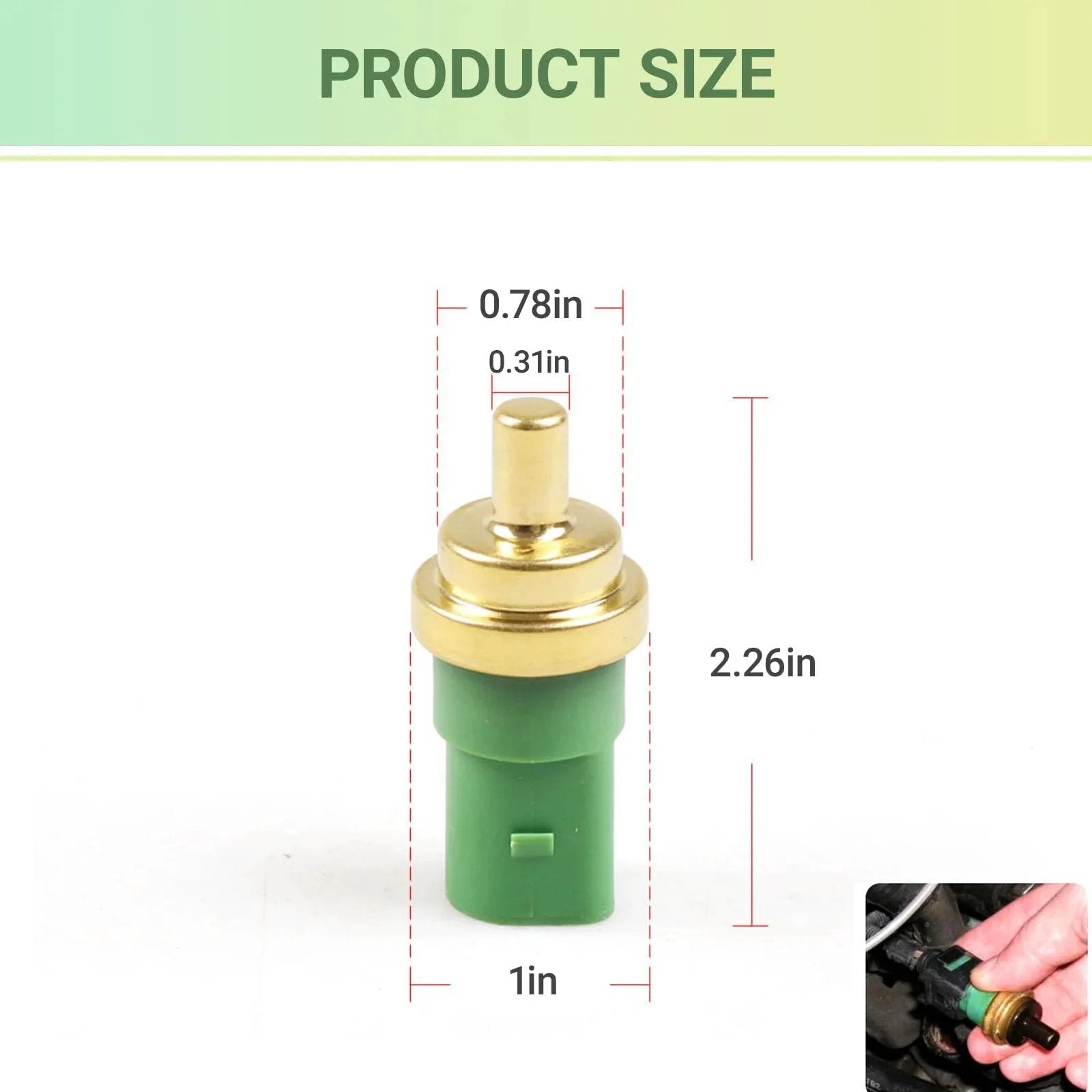 Engine Coolant Temperature Sensor For VW And Audi Cars Fits Jetta Golf Beetle Passat A4 A6 TT S4 S6 RS4 RS6 Allroad 1998 2010 059919501A Replacement shown with dimensions