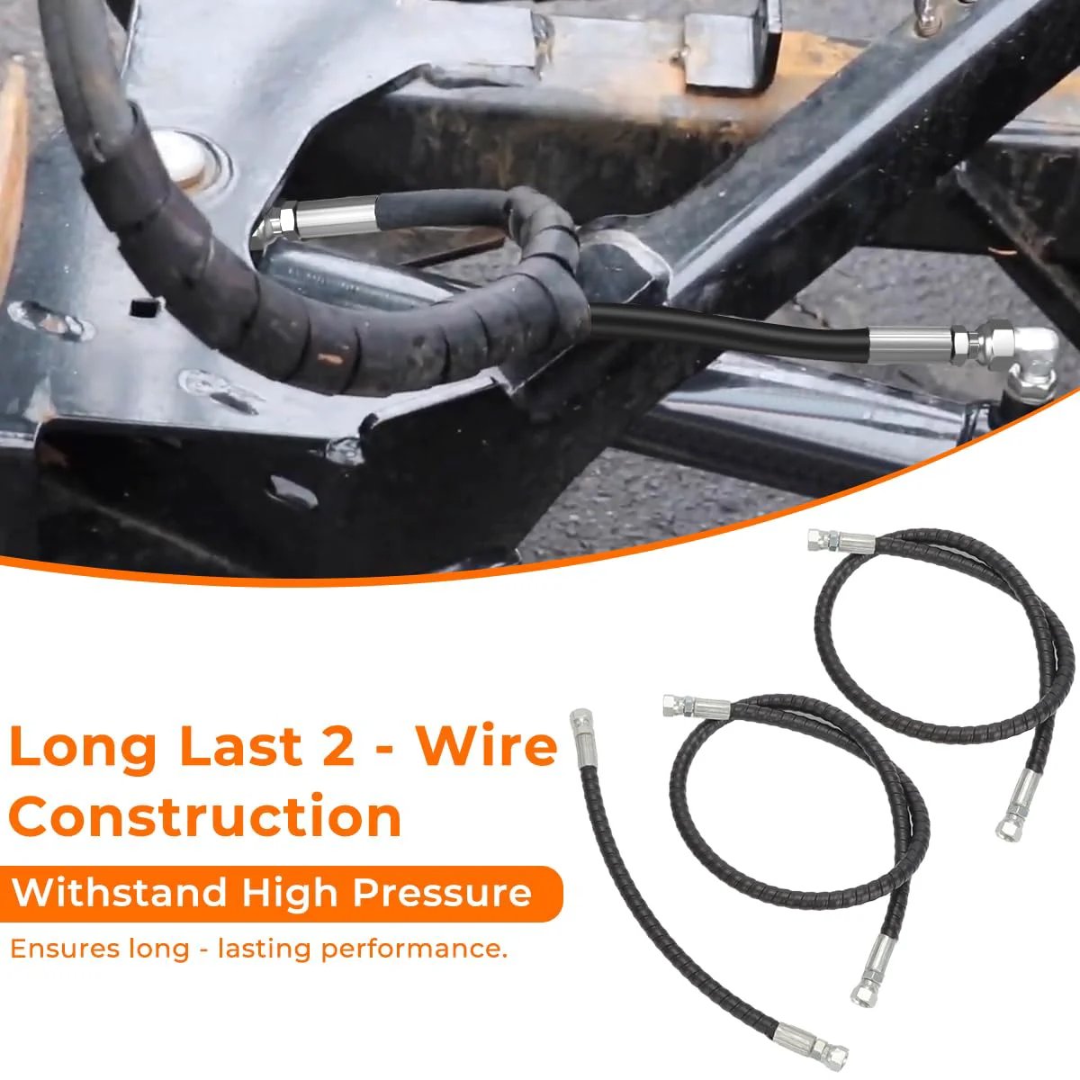 Heavy Duty Snow Plow Hydraulic Hose Set Replacement For Western 56616 56617 And Fisher 56591 56592 One Quarter Inch By Forty Two And One Quarter Inch By Sixteen Cold Resistant Two Wire Construction Durable High Pressure Kit installed on snow plow