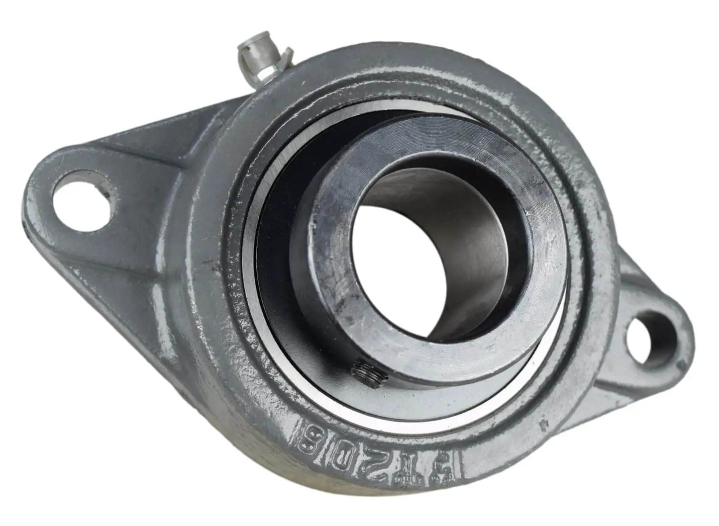 1-1/2 In Two Bolt Flange Bearing With Lock Collar Cam Lock Eccentric Inner Ring Cast Iron Housing Grease Zerk Shaft