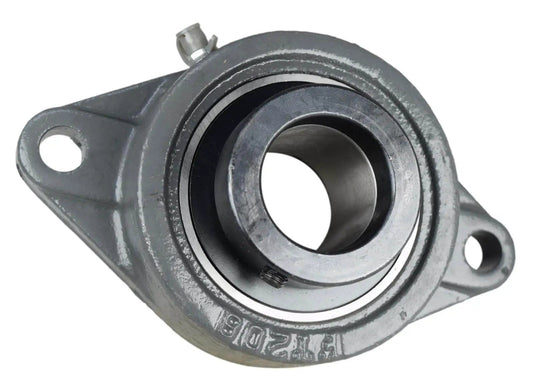 1-1/2 In Two Bolt Flange Bearing With Lock Collar Cam Lock Eccentric Inner Ring Cast Iron Housing Grease Zerk Shaft