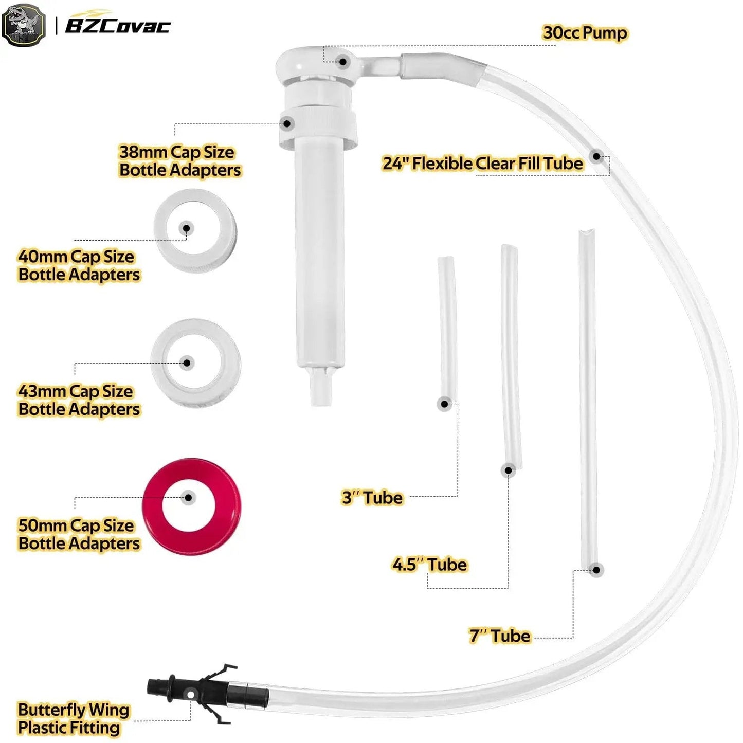 30cc Hand Oil Transfer Pump For Gallon Bottles Gear Oil And Transmission Fluid with adapters and tubes on display