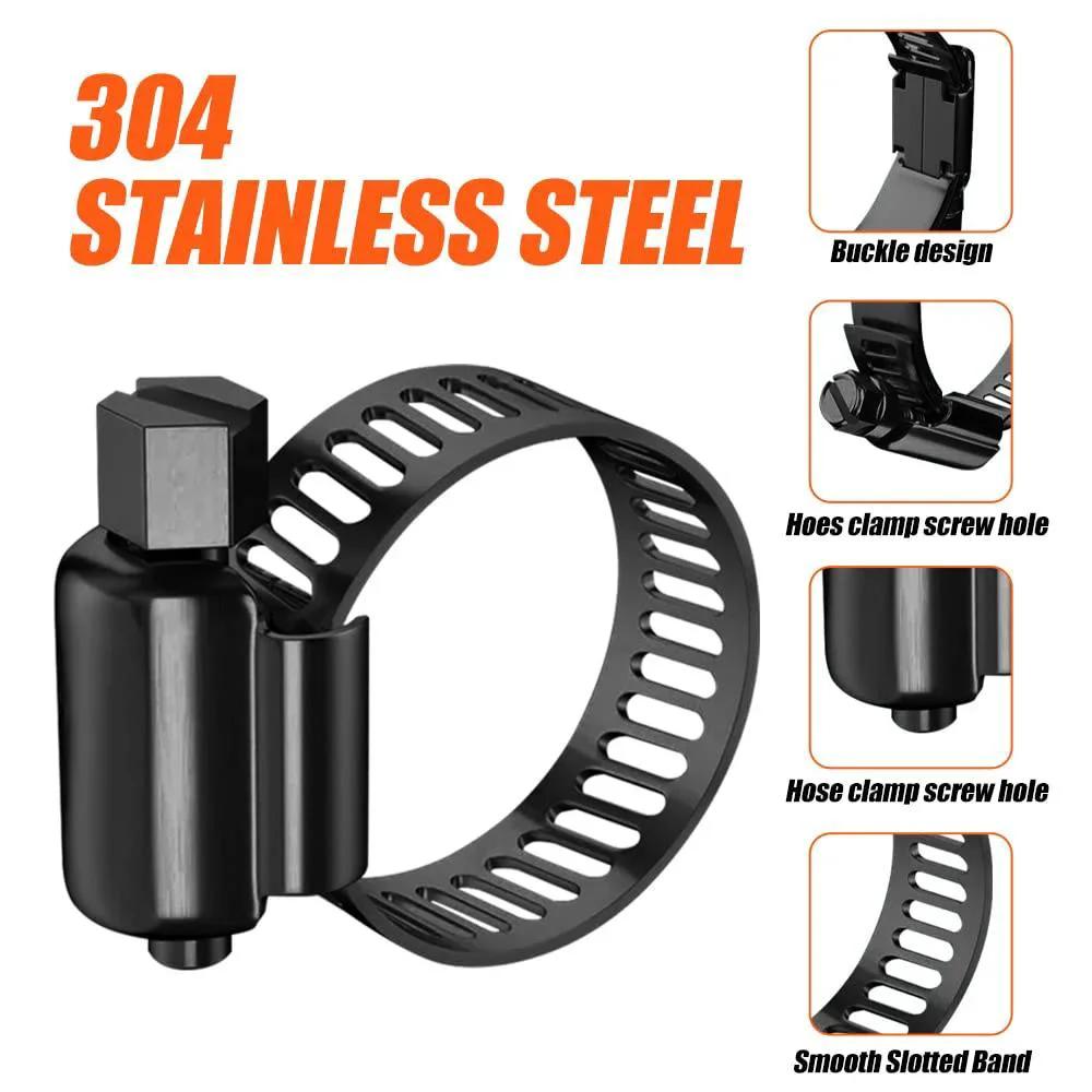 20 Pack Black 304 Stainless Steel Hose Clamps Kit Three Quarters Inch To One And One Half Inch 21 To 38 Mm Adjustable Worm Gear