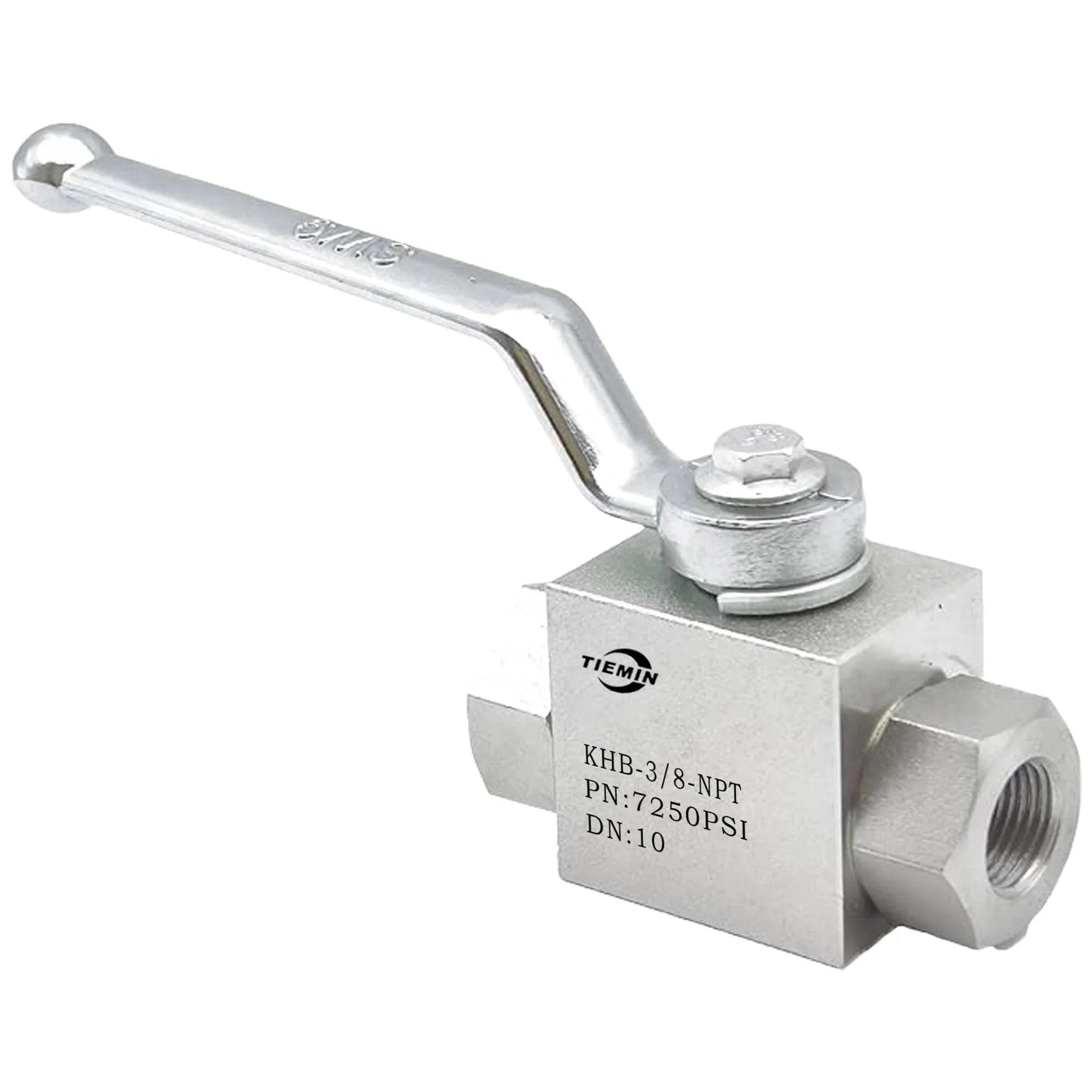 High Pressure Hydraulic Ball Valve 3 By 8 Inch NPT 7250 PSI Shut Off 2 Way Heavy Duty Built Tough Carbon Steel Zinc Plated For Harsh Environments And Easy Install For Tough Industrial Use