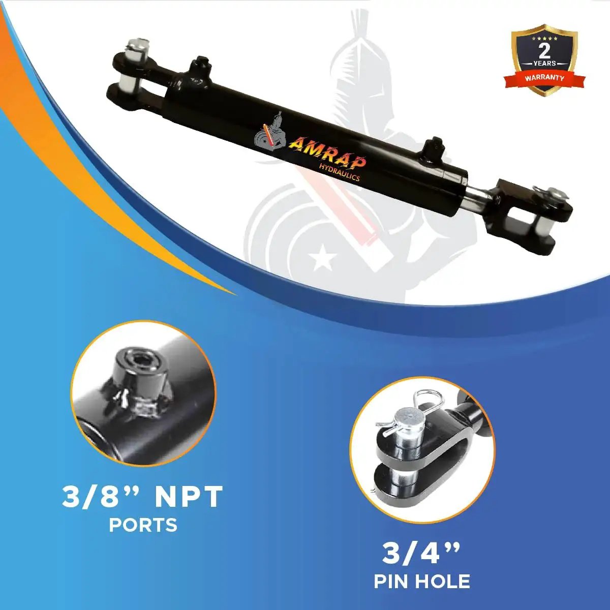 1.5 In Bore 6 In Stroke Welded Double Acting Hydraulic Cylinder Clevis 3000 PSI with clevis mounts and ports