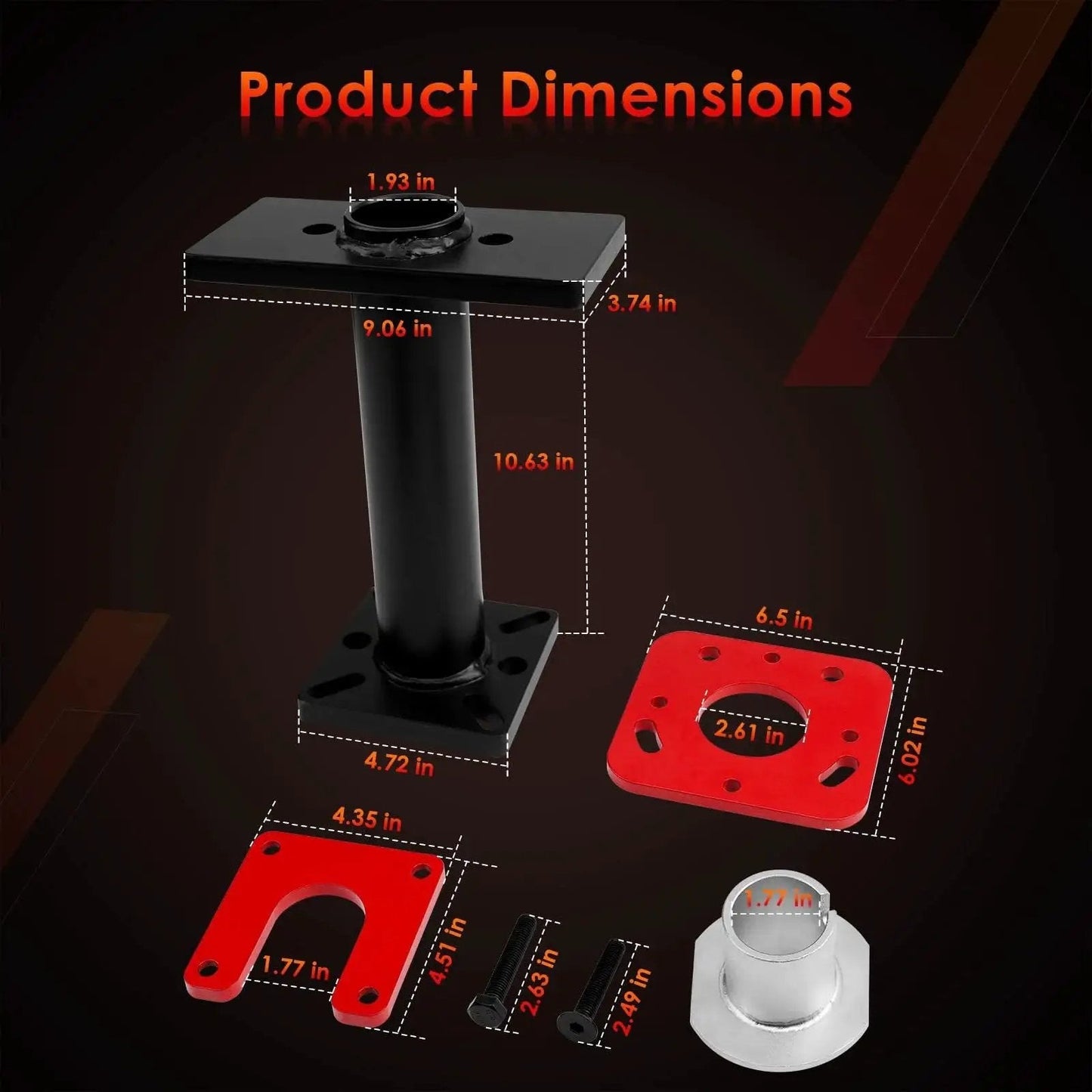 Product dimensions of Rear Axle Bearing Puller And Installer Kit For ABS Tone Ring And Wheel Bearing Removal, tool set components.