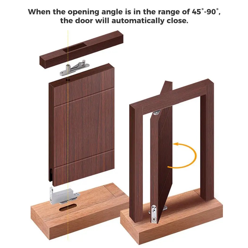 Heavy Duty Invisible 360 Pivot Hinges For Wooden Doors, Self Closing Stainless Steel Hidden Door Hinge Kit With Screws, secret bookcase door