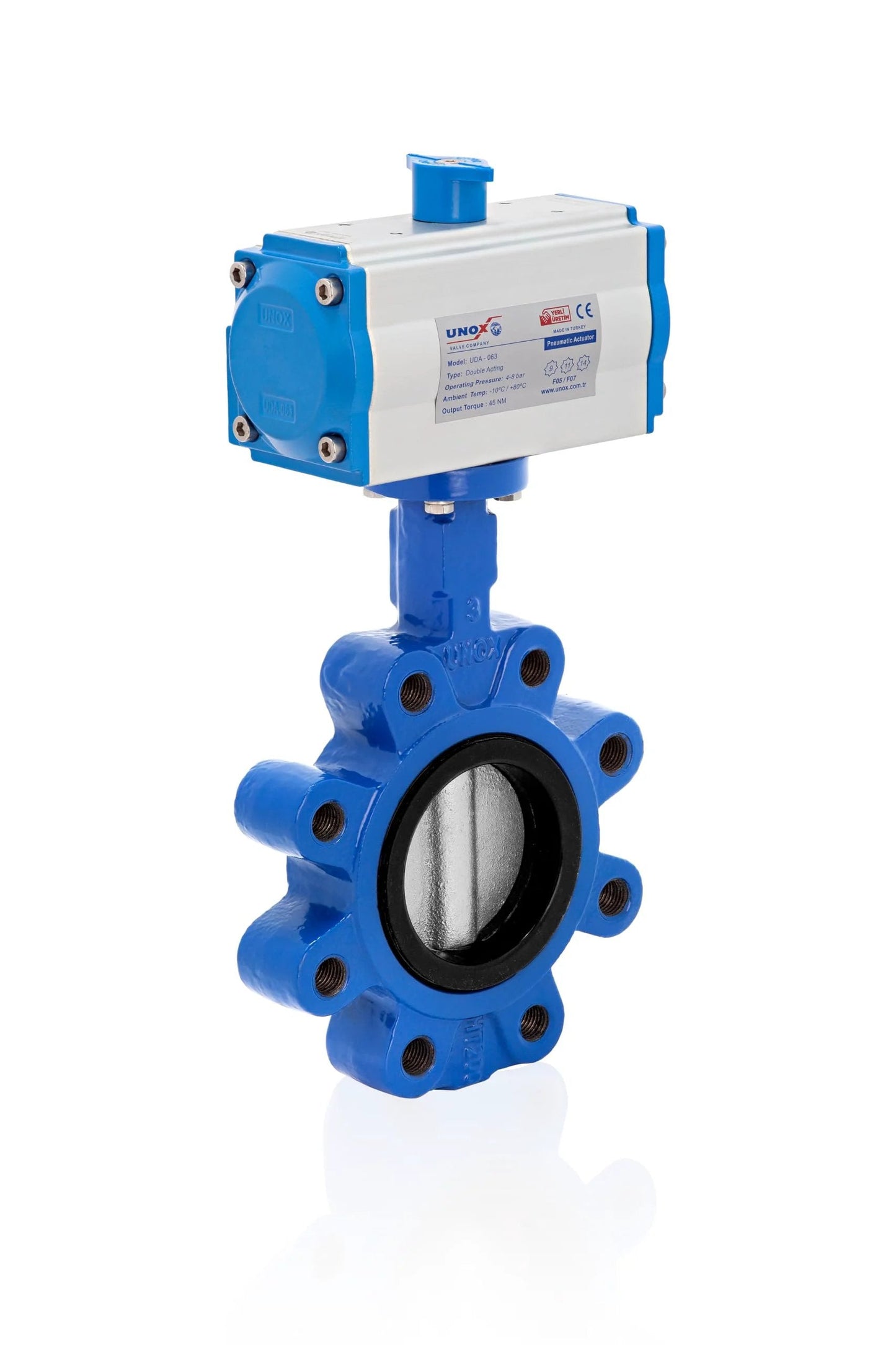 Heavy Duty Pneumatic Actuated Butterfly Valve 8 Inch Lug Type For DN200 Double Acting 230 PSI Stainless Steel AISI304 Disc