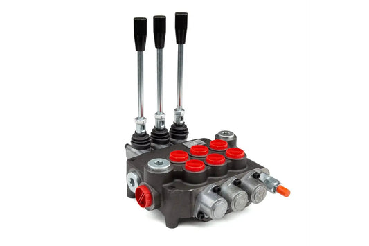 G Series P80 3 Spool Hydraulic Speed Control Directional Valve with 21 GPM, 4 Way, 3 Position Spring Center, SAE 10 Inlet, SAE 12 Outlet