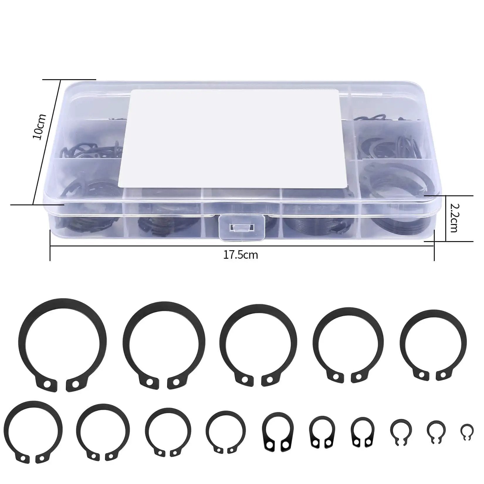 350 Pieces Retaining Rings Kit External Circlips Snap Rings C Clips Assortment Set In 15 Sizes Heavy Duty 65Mn Steel case