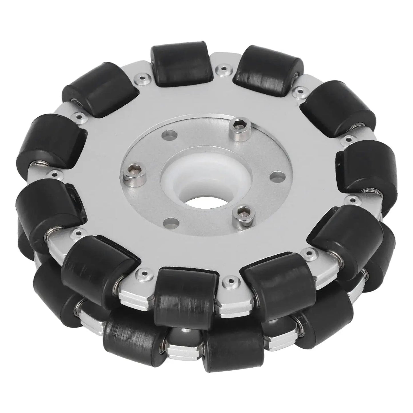Double Aluminum Omni Wheel 127mm Premium Omni Directional Wheel With 360 Degree Rotation for robot replacement parts featuring 22 rubber rollers and 30kg load capacity