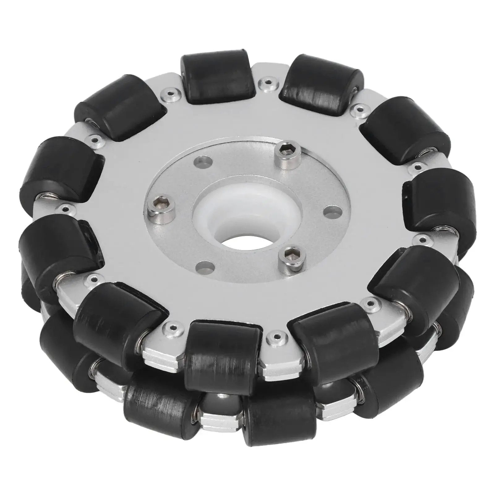 Double Aluminum Omni Wheel 127mm Premium Omni Directional Wheel With 360 Degree Rotation for robot replacement parts featuring 22 rubber rollers and 30kg load capacity