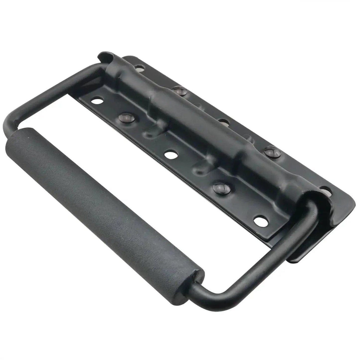 Heavy Duty Folding Spring Handle 125x81mm Black Steel Case Handle For Props Boxes And Tool Boxes 2 Pack Rubberized Grip