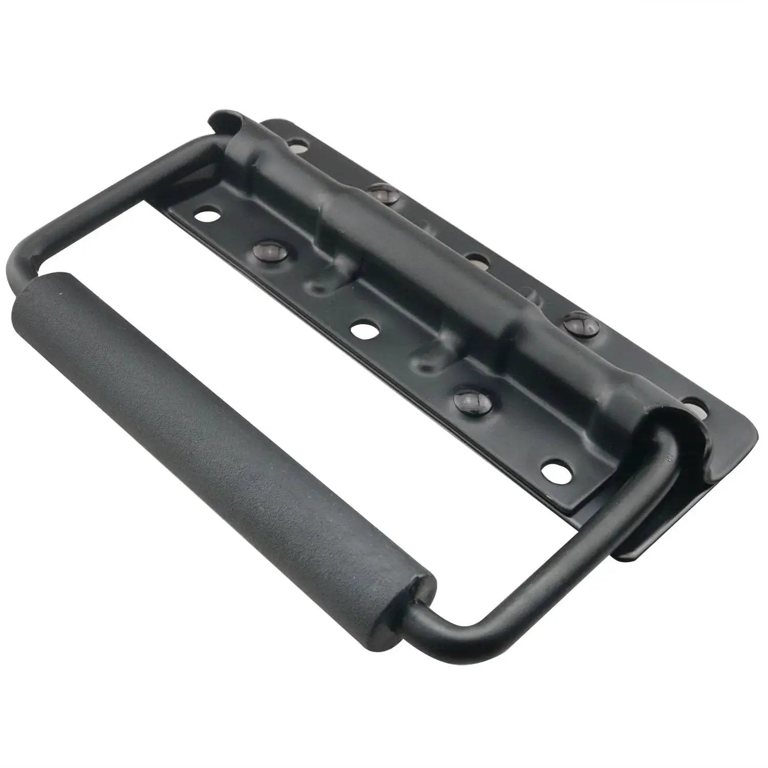 Heavy Duty Folding Spring Handle 125x81mm Black Steel Case Handle For Props Boxes And Tool Boxes 2 Pack Rubberized Grip