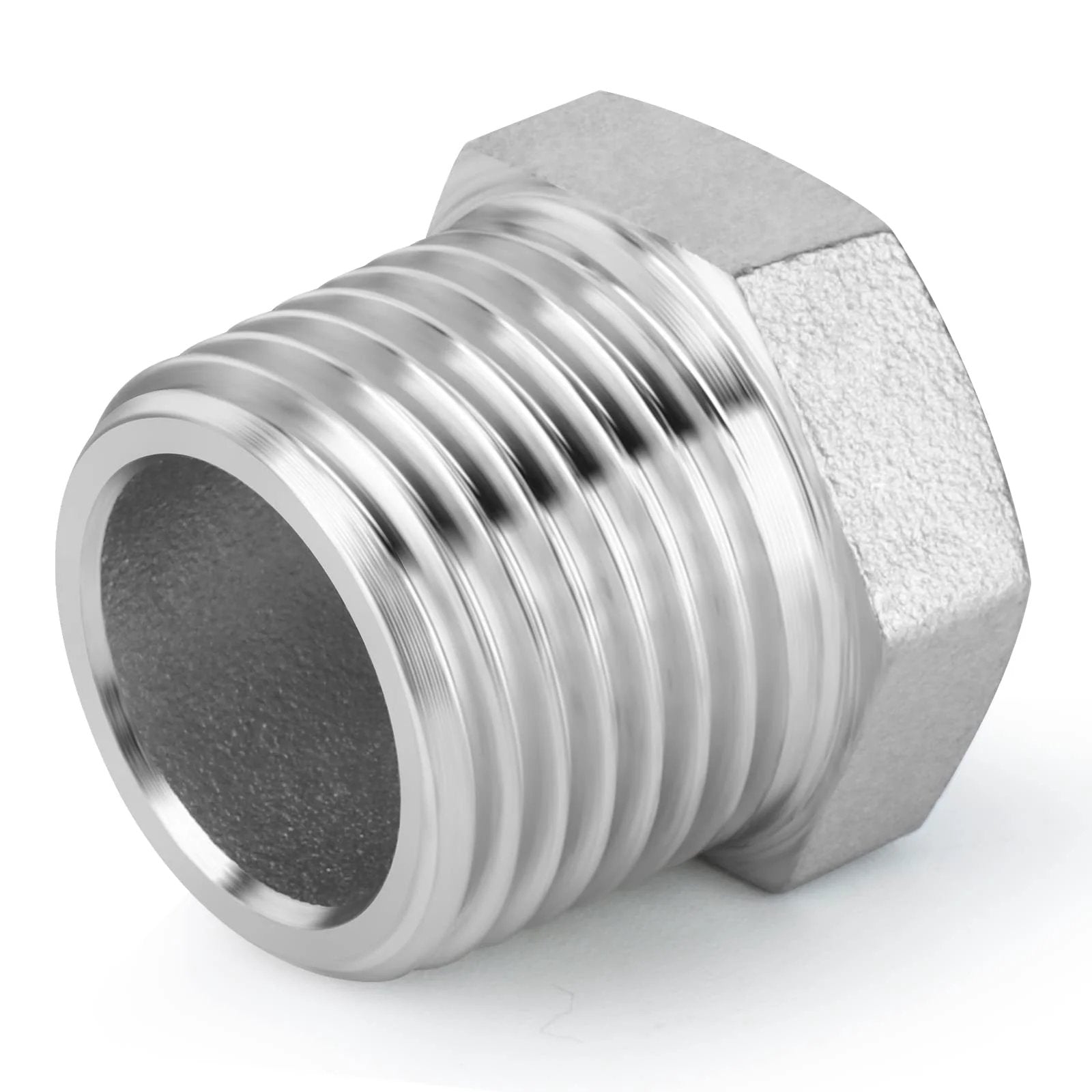Side view of Pro Grade 24 Piece Reducer Hex Bushing Fitting Kit In 304 Stainless Steel For Pipe Thread Adapters And Fittings.
