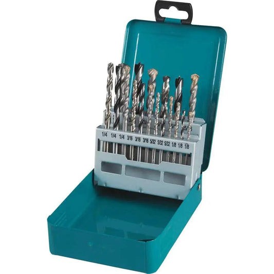 Open case displaying 18 Piece Drill Bit Set For Metal Wood And Masonry With Durable HSS G Bits And 135 Degree Split Point For Fast Starts