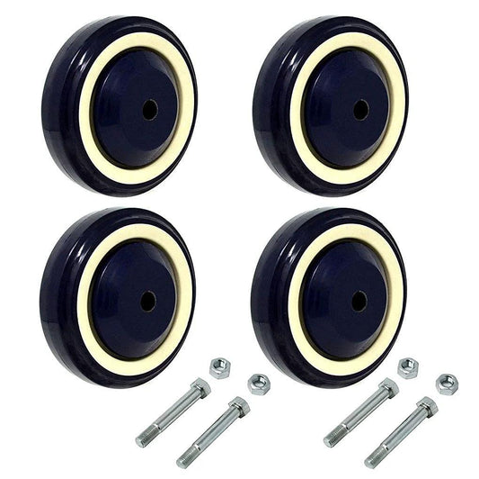 4 Inch Polyurethane Shopping Cart Wheels Pack Of Four With Stepped And Full Tread Face And Double Ball Bearing, 1200 Lbs Total Capacity, Durable Quiet Urethane Casters For Heavy Duty Carts, Wear Resistant And Smooth Rolling
