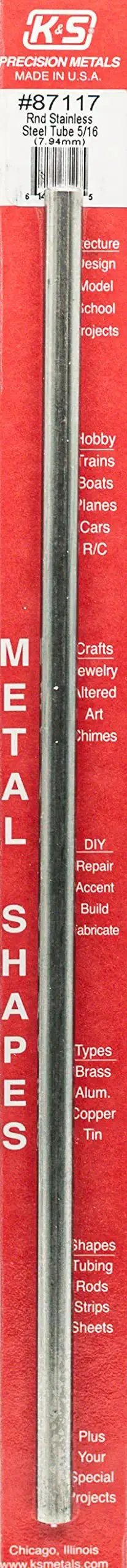 Stainless Steel Round Tube Five Sixteenth Inch Outer Diameter And Twelve Inch Length Twenty Two Gauge One Tube for DIY projects
