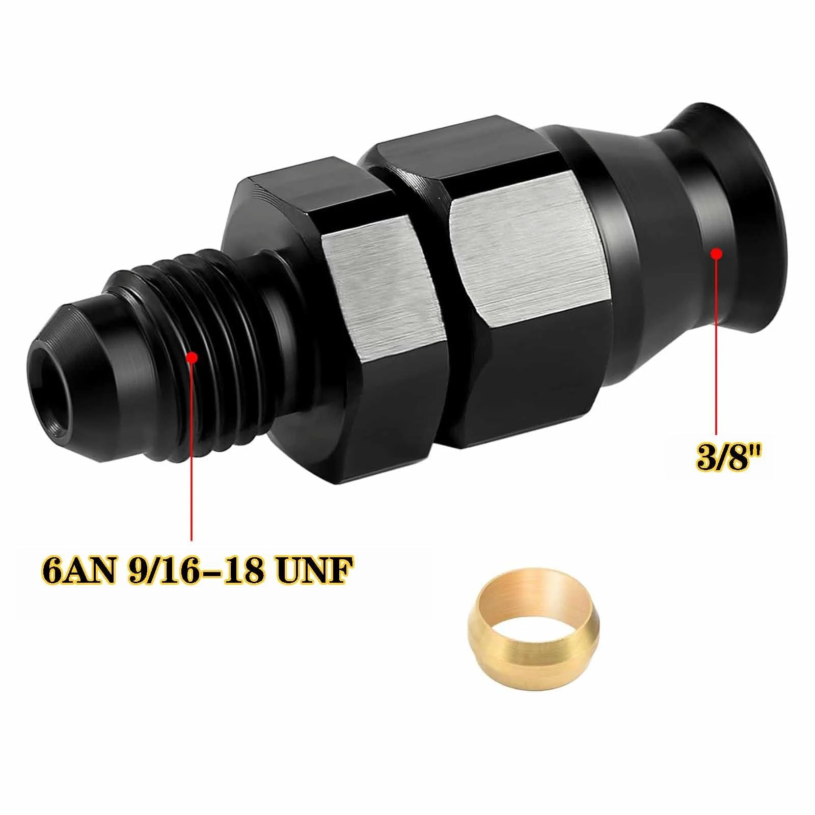 2 Pack 6AN To Three Eighths Beefy Hardline Adapter Fittings ORB Male To Three Eighths Tube Compression For AN Plumbing Fuel Line