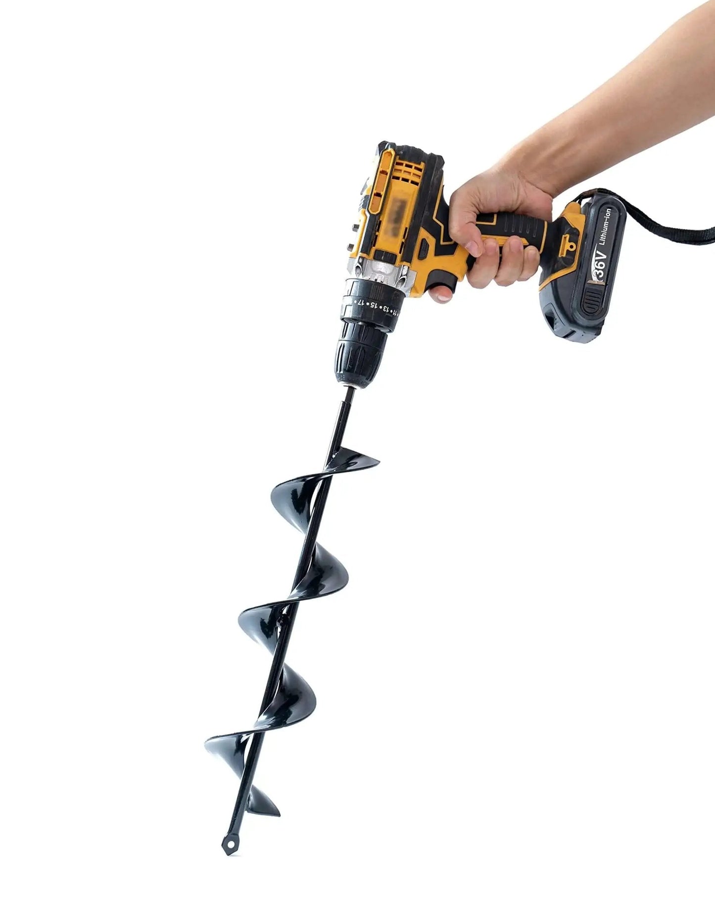 Set Of 4 Bulb Planting Auger Bits For Drill Three Eighths Inch Hex Drive 1.6x9 2.4x12 3.2x16 And 4x16 Inches Digs 16 Inch Deep Holes