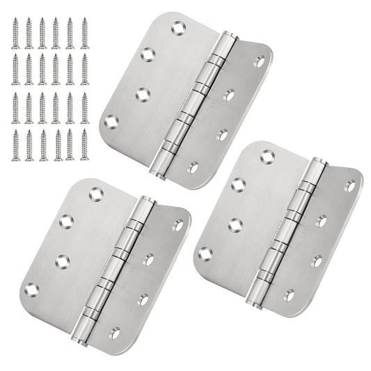 304 Stainless Steel Door Hinges 4 Inch Heavy Duty Ball Bearing Interior And Exterior Hinges For Left And Right Doors With Five Eighths Radius Corners 3 Pack Rust Resistant Weatherproof Durable Construction
